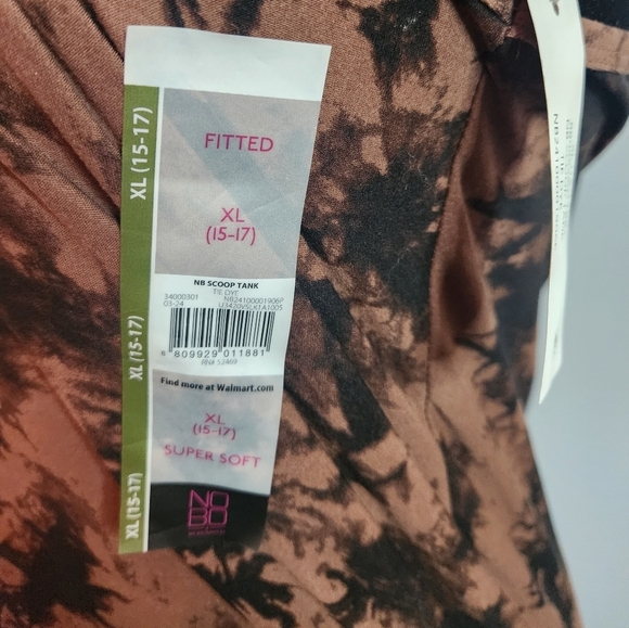 No Boundaries Size XL(15-17) Black/Brown Camo Top Fitted Scoop Tank Tie Dye - Picture 3 of 7